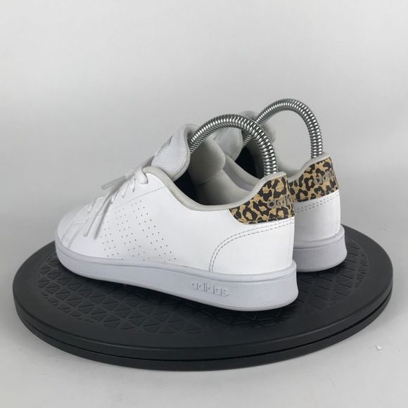 Adidas Advantage White/Leopard Print Athletic Shoes FY8875 Youth Size 2.5Y - Picture 7 of 12